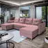 Masseno VERNI Ecksofa U-Form Schlaffunktion Bettkasten Rosa Plüsch (VERNI KRONOS 27)
