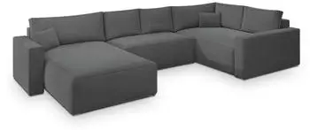 Masseno Velami R-S Ecksofa U-Form mit Schlaffunktion & Bettkasten, Grau (VELAMI R-S MONOLITH 85)