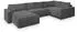 Masseno Velami R-S Ecksofa U-Form mit Schlaffunktion & Bettkasten, Grau (VELAMI R-S MONOLITH 85)