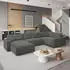 Masseno Velami R-S Ecksofa U-Form mit Schlaffunktion & Bettkasten, Grau (VELAMI R-S MONOLITH 85)
