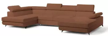 Masseno RUBANO L-S Wohnlandschaft U-Form Boucl&eacute; Kupferfarben mit Schlaffunktion (RUBANO L-S QUELLE 54)