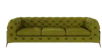 S-Style M&ouml;bel Chesterfield-Sofa Nova 3-Sitzer Samt Olivgr&uuml;n Goldene Metallf&uuml;&szlig;e (243x75x100cm)