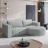 Masseno Sorela P R-S Ecksofa L-Form mit Schlaffunktion & Bettkasten, Kordstoff, Hellgrau (SORELA P R-S POSO 55)