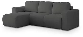 Masseno RINOVA Ecksofa L-Form Boucle-Stoff Grau Schlaffunktion 250x143cm (RINOVA QUELLE 92)