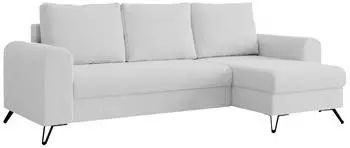 MKS Meble Hugo Ecksofa L-Form mit Schlaffunktion und Bettkasten, Boucl&eacute;, Wei&szlig; (HUGO-Non)