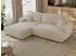 MKS Meble OVO L Ecksofa mit Schlaffunktion & Bettkasten, Creme Plüsch, L-Form, 271x195cm