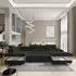 Masseno Rubano L-S Ecksofa U-Form mit Schlaffunktion & Bettkasten, Schwarz (RUBANO L-S MONOLITH 95)