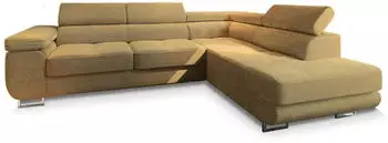 Masseno Apiro R-S Ecksofa L-Form mit Schlaffunktion & Bettkasten, Kordstoff, Gelb, 276x202cm (POSO 01)