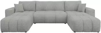 Mirjan24 Furyn U-Sofa Boucle mit Schlaffunktion und Bettkasten, 312x82x145cm