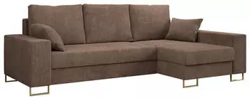 MKS Meble Dorian L-Form Ecksofa mit Schlaffunktion und Bettkasten, Cord, Hellbraun (DORIAN-L)
