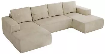 MKS Meble Trentino U Ecksofa U-Form Schlaffunktion Bettkasten Beige Velvet