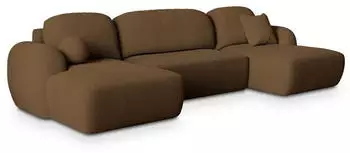 Masseno Savona N Ecksofa U-Form Schlaffunktion Bettkasten Braun Boucl&eacute; (SAVONA N NOW OR NEVER 56)
