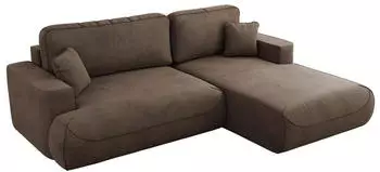 MKS Meble OVO L Ecksofa mit Schlaffunktion & Bettkasten, Velvet Braun, L-Form, 271x195cm