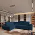 Masseno Favien L-S Ecksofa L-Form mit Schlaffunktion & Bettkasten, Blau (FAVIEN L-S MONOLITH 77)