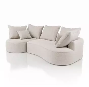 Juskys Tirano Ecksofa L-Form Boucl&eacute; Creme mit Ottomane links (Tirano)
