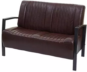MCW Sofa H10 2-Sitzer Kunstleder Industrie-Design vintage braun (MCW-H10)