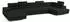 Masseno Velora R-S Ecksofa U-Form mit Schlaffunktion & Bettkasten, Schwarz, 419x90x202cm (VELORA R-S MONOLITH 95)