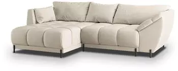 Masseno Vestano L-S Ecksofa L-Form Velours Creme mit Schlaffunktion 287x182cm (VESTANO L-S MATT VELVET 06)