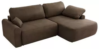 MKS Meble Cubo Ecksofa L-Form mit Schlaffunktion und Bettkasten, Velvet, Braun, 273x187cm