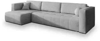 Masseno OLVERA Ecksofa L-Form mit Schlaffunktion & Bettkasten, Hellgrau (OLVERA NEVE 83)