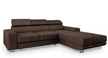 Masseno Noto R-S Ecksofa L-Form mit Schlaffunktion & Bettkasten, Velours, Braun, 267x190cm (NOTO R-S)