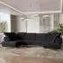 Masseno Teramo Ecksofa U-Form Schlaffunktion Bettkasten Schwarz Velours (TERAMO MONOLITH 95)