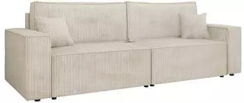 Mirjan24 Karl Cord Schlafsofa mit zwei Bettkästen, Cord, Creme (Poso 100)