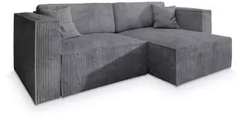 Masseno NERIO P Ecksofa L-Form mit Schlaffunktion & Bettkasten, Grau (NERIO P POSO 60)