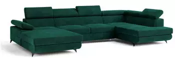 Masseno Rubano R-S Ecksofa U-Form Schlaffunktion Gr&uuml;n Velours (RUBANO R-S MONOLITH 37)
