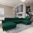Masseno Rubano R-S Ecksofa U-Form Schlaffunktion Grün Velours (RUBANO R-S MONOLITH 37)