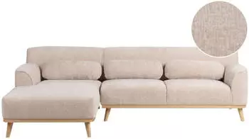 Beliani Simos Ecksofa 3-Sitzer Chenille Beige Chaiselongue rechts