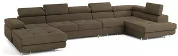 Masseno Velora R-S Wohnlandschaft U-Form mit Schlaffunktion & Bettkasten, Beige (VELORA R-S MONOLITH 09)