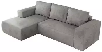MKS Meble Trentino L Ecksofa L-Form Schlaffunktion Bettkasten Hellgrau Velvet (Trentino L)