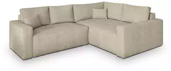 Masseno Eronis R-S Ecksofa L-Form mit Schlaffunktion & Bettkasten, Creme (ERONIS R-S POSO 100)