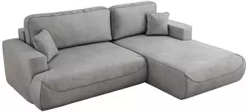 MKS Meble OVO L Ecksofa mit Schlaffunktion & Bettkasten, Hellgrau Velvet, L-Form, 271x195cm