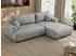 MKS Meble OVO L Ecksofa mit Schlaffunktion & Bettkasten, Hellgrau Velvet, L-Form, 271x195cm