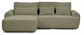 Beautysofa Oliver Ecksofa mit Schlaffunktion & Bettkasten, Boucl&eacute;, Hellgr&uuml;n, L-Form links (Oliver)