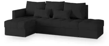 Masseno LUMARI L-S Ecksofa L-Form Schlaffunktion Bettkasten Schwarz (LUMARI L-S NEVE 100)