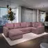 Masseno LORIVO R-S Ecksofa U-Form mit Schlaffunktion und Bettkasten, Rosa (LORIVO R-S KRONOS 27)
