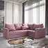 Masseno Lireno R-S Ecksofa L-Form mit Schlaffunktion & Bettkasten, Rosa, 220x153cm (LIRENO R-S KRONOS 27)