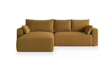 Masseno Foril P Ecksofa L-Form mit Schlaffunktion & Bettkasten, Kordstoff, Gelb, 265x178cm (POSO 01)