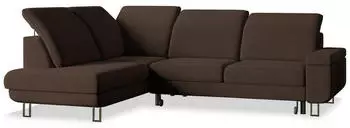 Masseno LERMA R-S Ecksofa L-Form mit Schlaffunktion & Bettkasten, Velours, Braun, 253x190cm (LERMA R-S MONOLITH 29)