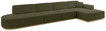 ALTDECOR IREA-L3-v2 Ecksofa L-Form 5-Sitzer Textil Gr&uuml;n/Platin 412x165cm