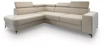 Masseno Alvoro L-S Ecksofa L-Form Velours Creme mit Schlaffunktion & Bettkasten (ALVORO L-S MATT VELVET 06)