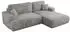 MKS Meble OVO L Ecksofa mit Schlaffunktion & Bettkasten, Hellgrau Plüsch, L-Form, 271x195cm