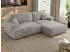 MKS Meble OVO L Ecksofa mit Schlaffunktion & Bettkasten, Hellgrau Plüsch, L-Form, 271x195cm