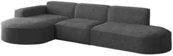Fun Möbel Ecksofa Designersofa PALMA Stoff Ascot 296 cm Ottomane Links graphitfarben