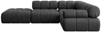 ALTDECOR Felto-L1 Ecksofa L-Form 5-Sitzer Velours Schwarz 285x190cm (Felto-L1)