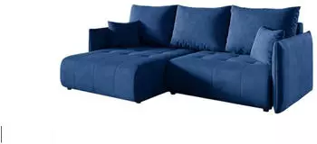 Fun Möbel CANIO Ecksofa Schlafsofa Stoff Monolith Dunkelblau Ottomane Links (CANIO)