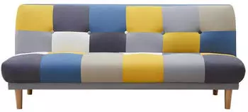 Kauf-Unique Mardag 3-Seater Sofa Bed Patchwork Fabric Grey, Blue, Yellow